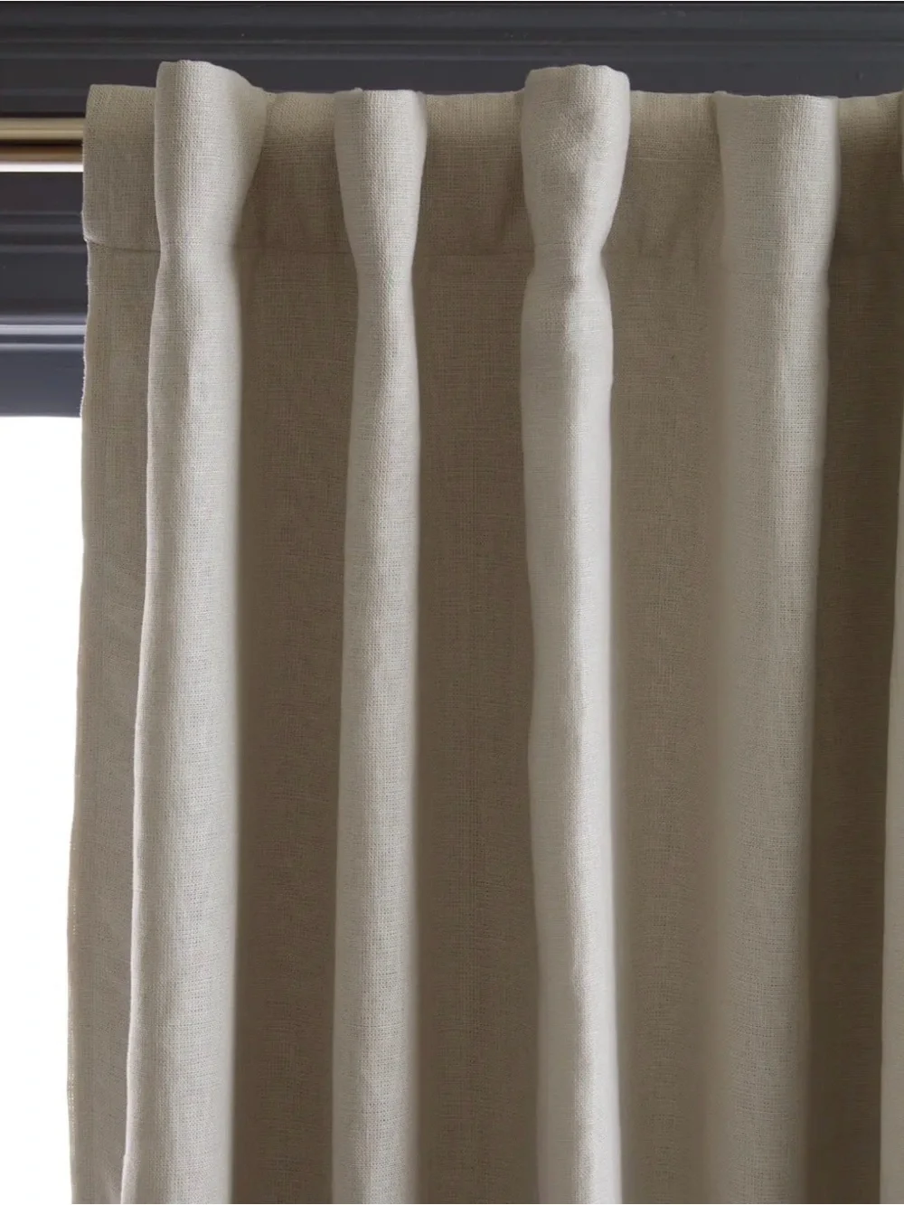 48” x 96” European Linen Room Darkening Curtain - Single Panel in CREAM